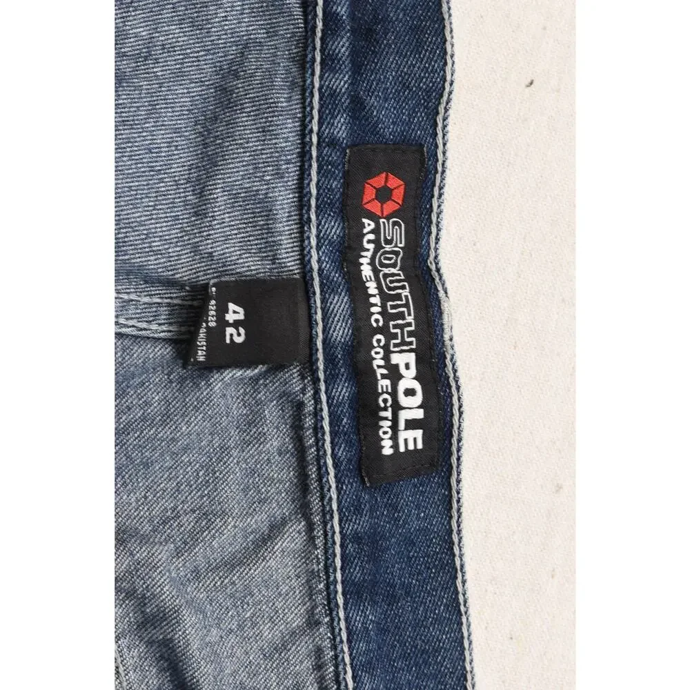 Southpole Men's Blue Denim Shorts Size 42 Baggy Loose Fit 100% Cotton Y2K